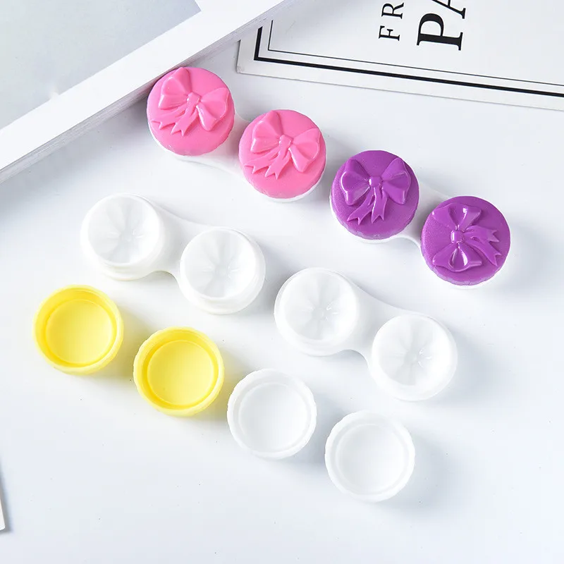 Bowknot cheap contact lenses mate box simple lens case colorful  wholesale