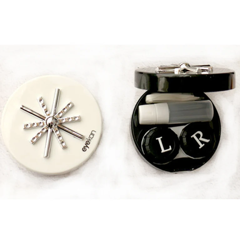 Контейнер Kaida для контактных линз с ледяными цветами, коробка для контактных линз с зеркалом