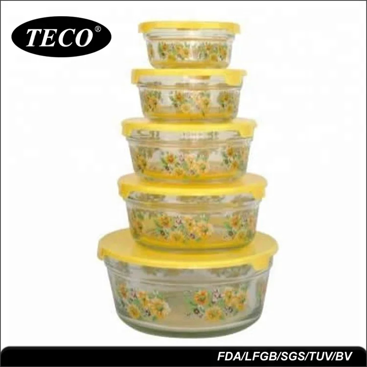 Оптовая продажа товары для дома большая стеклянная чаша фруктов Pyrex с силиконовой крышкой