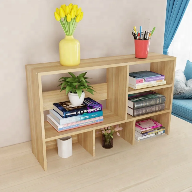 
DIY Pattern movable livingroom Desktop decoration kids book shelf grid wood Bookshelf 