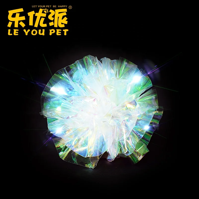 Leyou pet Colorful Environmental Health Kitten Playing Sound Crinkle Paper Balls, Ring Paper Cat Toy