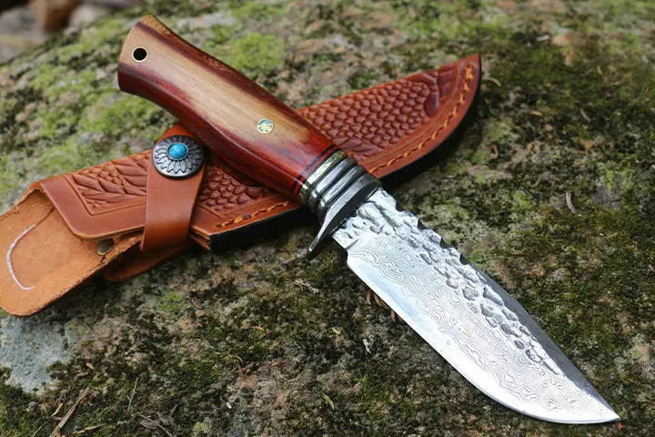 Высококачественный Нож из дамасской стали с фиксированным лезвием, охотничий нож с рукояткой camwood