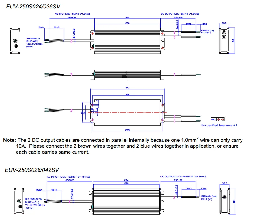 Inventronics 220W 240W 250W 12V 24V 28Volt 36V 42V 48V 54V Constant Voltage LED Driver 0-18A IP67 Waterproof High Power Supply