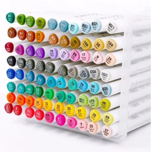 80 Colors Dual Tips Permanent Marker Pens Art Markers Highlighters with Carrying Case for Drawing Sketching Adult Coloring
