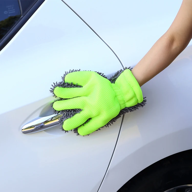 Multi purpose scratch-free microfiber waterproof car clean wash mitt gloves with 5 fingers