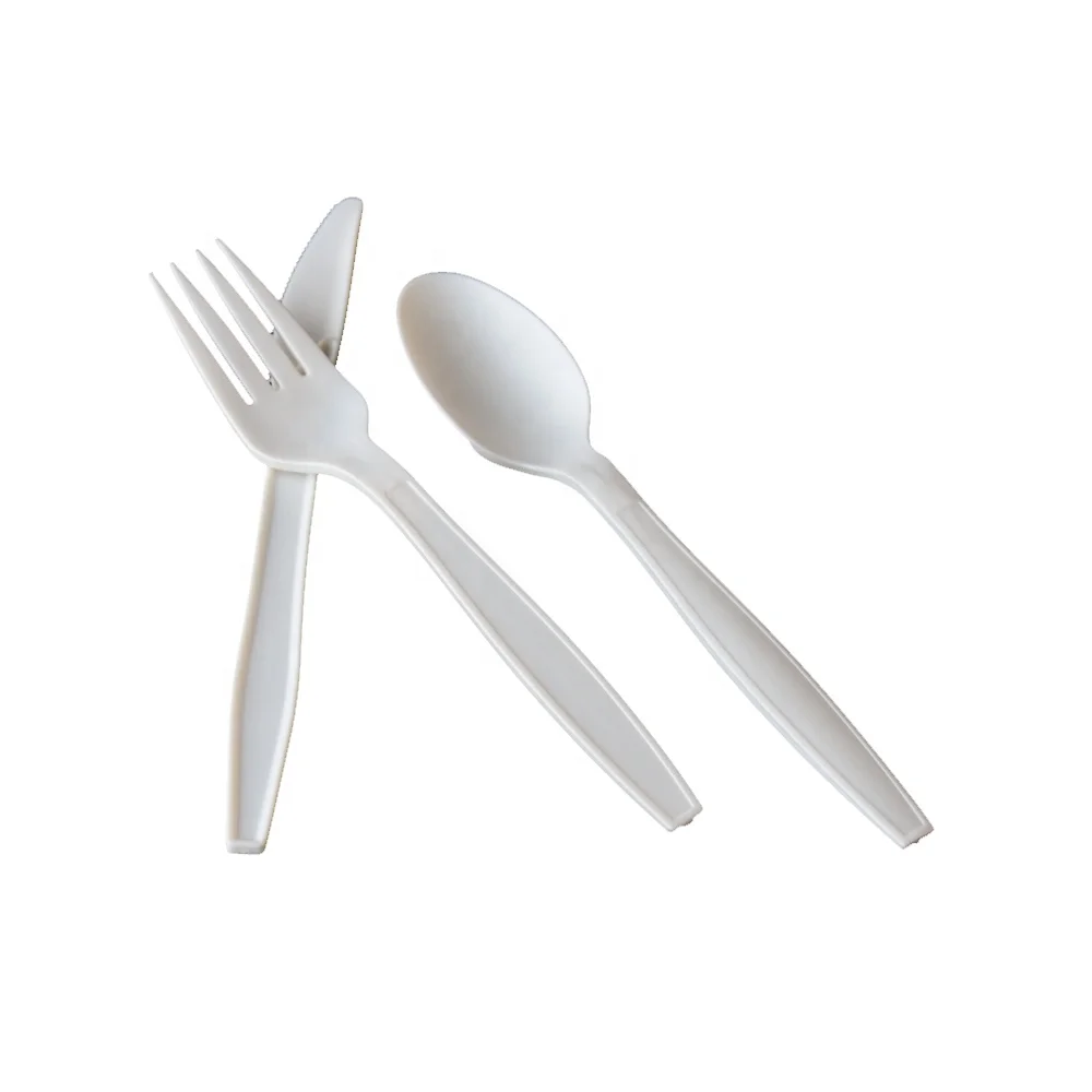 eco friendly compostable 7 take away fork spoon knife 100% biodegradable disposable pla cutlery set