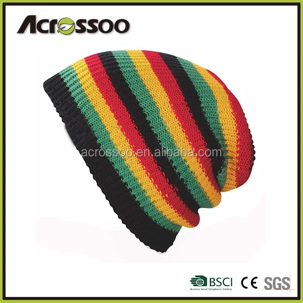 unisex jacquard stripe slouch baggy knit rasta beanie