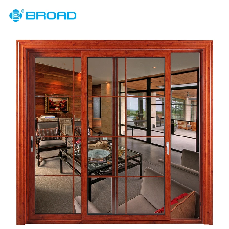 
Wood inside and aluminum frame outside glazing sliding doors, balcony sliding doors 