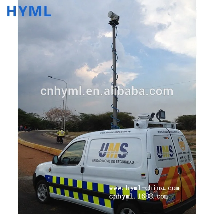 pneumatic telescopic mast for camera mounted on Small monitoring car