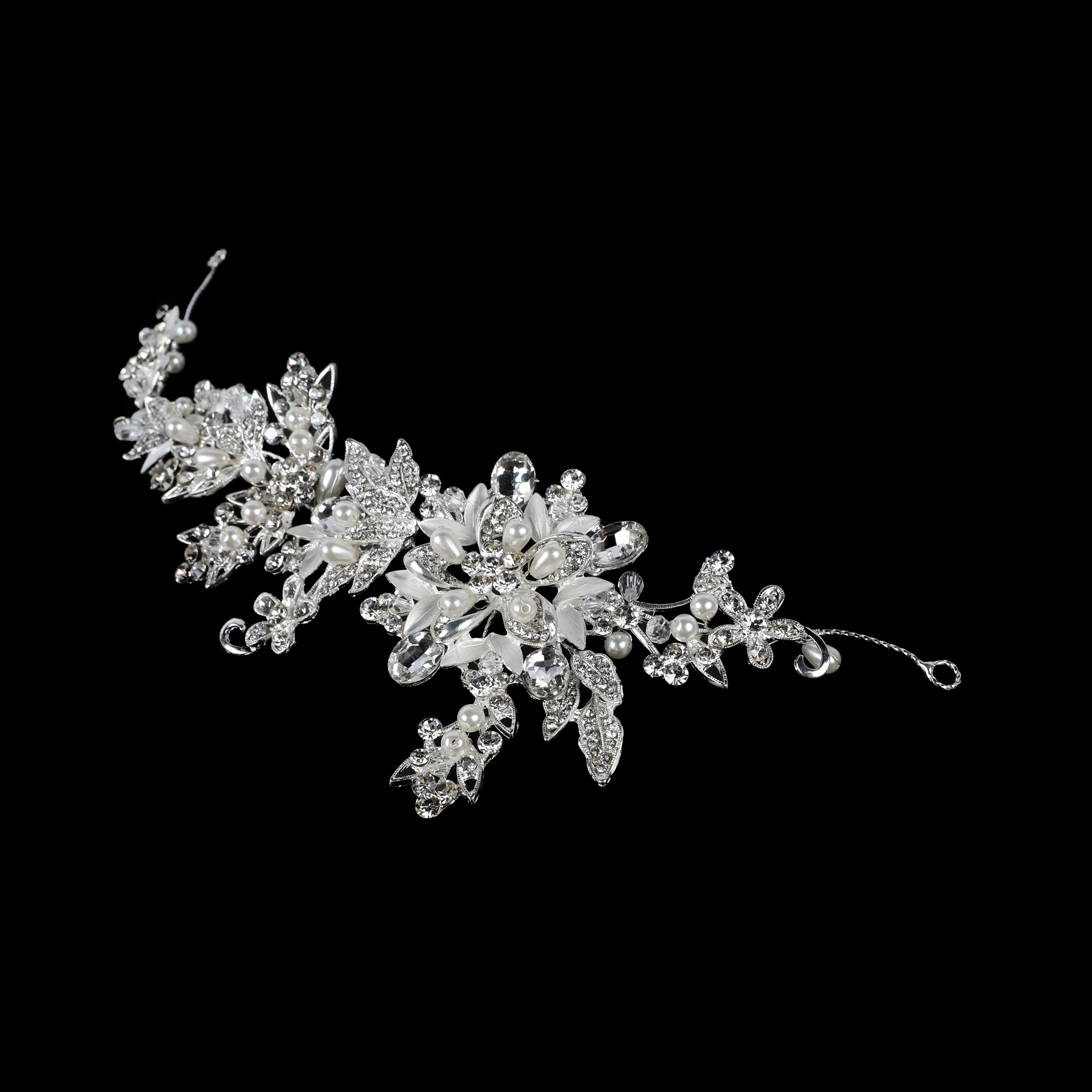 SG0832 New Design Silver leaf Handmade Crystal Rhinestone Vine bridal hair accessories for hair for Wedding