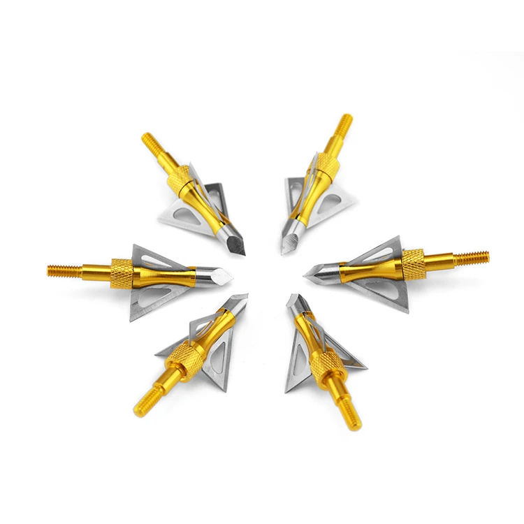 3pcs Archery Bow Hunting Arrow Broadheads Arrowheads 2 Blades Chisel Tips Yellow