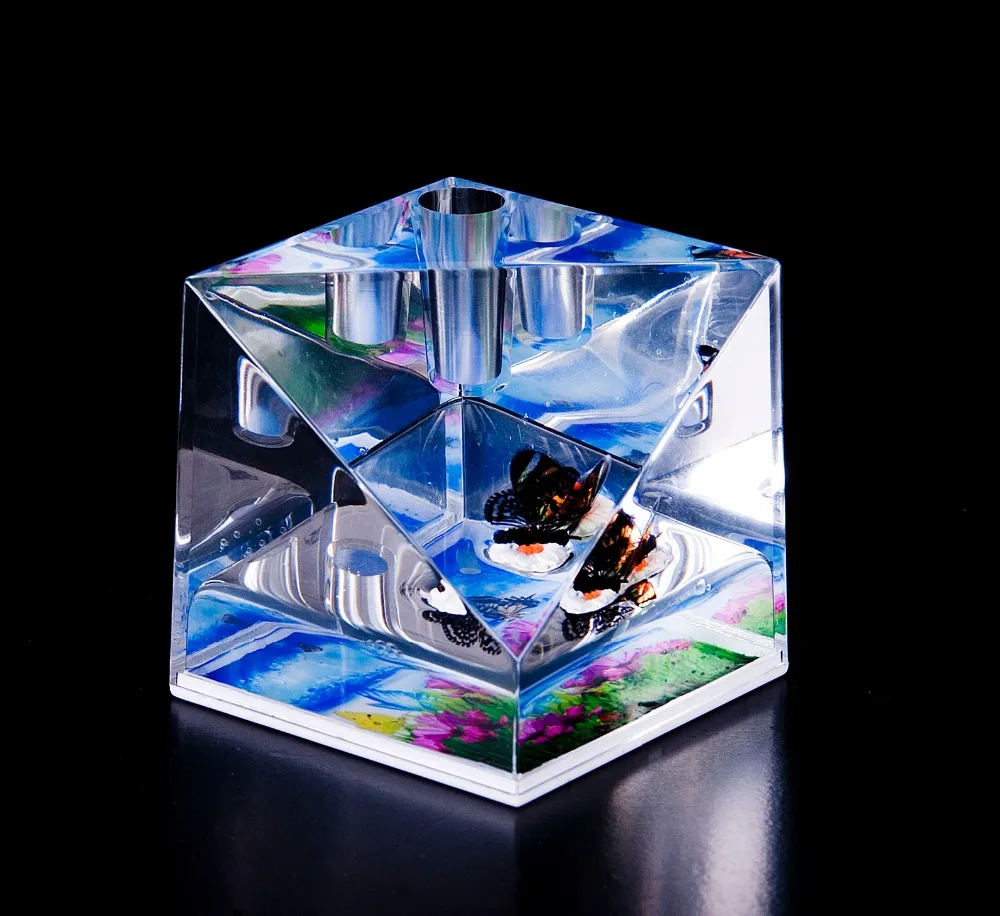 Оптовая продажа, индивидуальный прозрачный держатель для ручек, контейнер, акриловый держатель для ручек с жидкостью, Милая Рыба