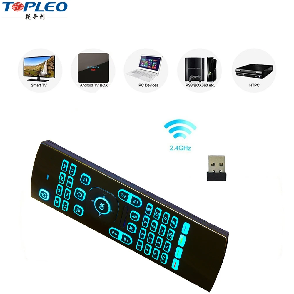 2.4GHz Wireless Universal TV Remote Control with Colorful LED Lights