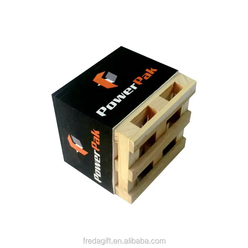 Fashion Wooden Pallet Paper Block Note Cube Memo Cube/Memo Cube Holder