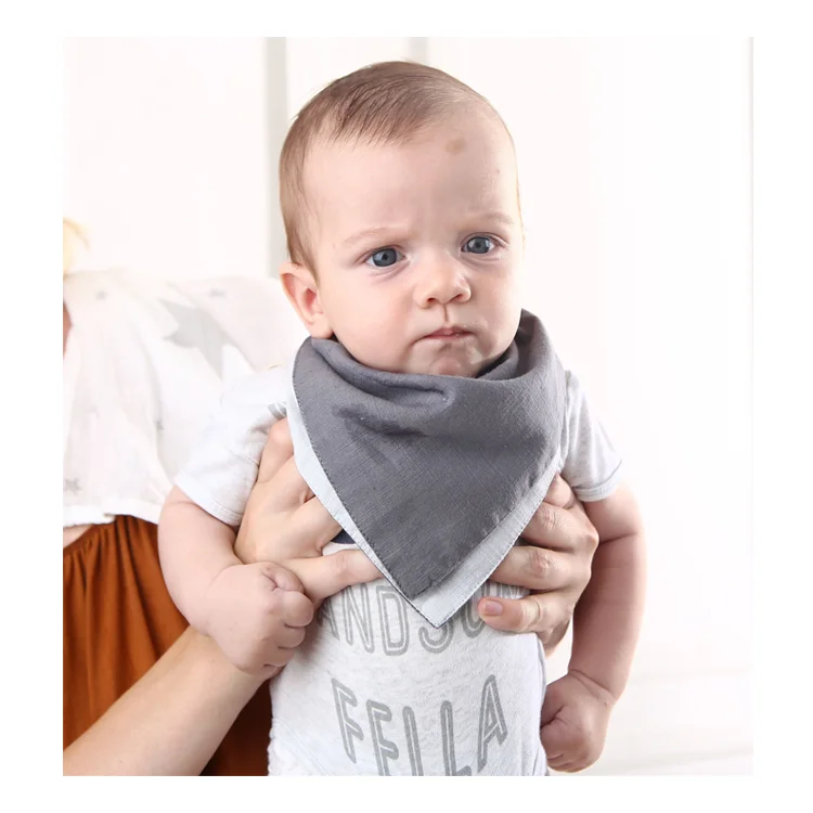 
100% Cotton Muslin Reversible and Super Absorbent Drool Bibs 4-Pack 