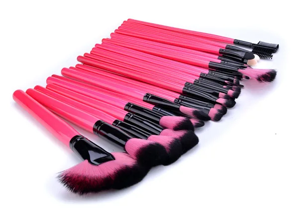 rose pink 32 piece cosmetic make up brush set