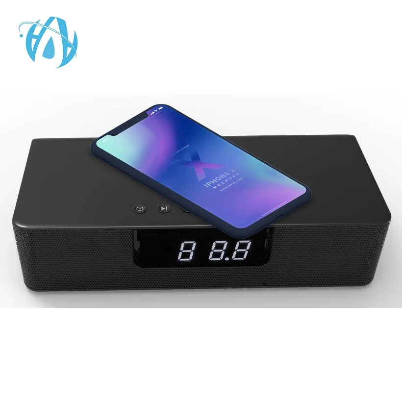 Multi-function Bedroom LED Clock 5.02 Bluetooth Speaker 10W Stereo Bass Speaker with wireless charging remote control function