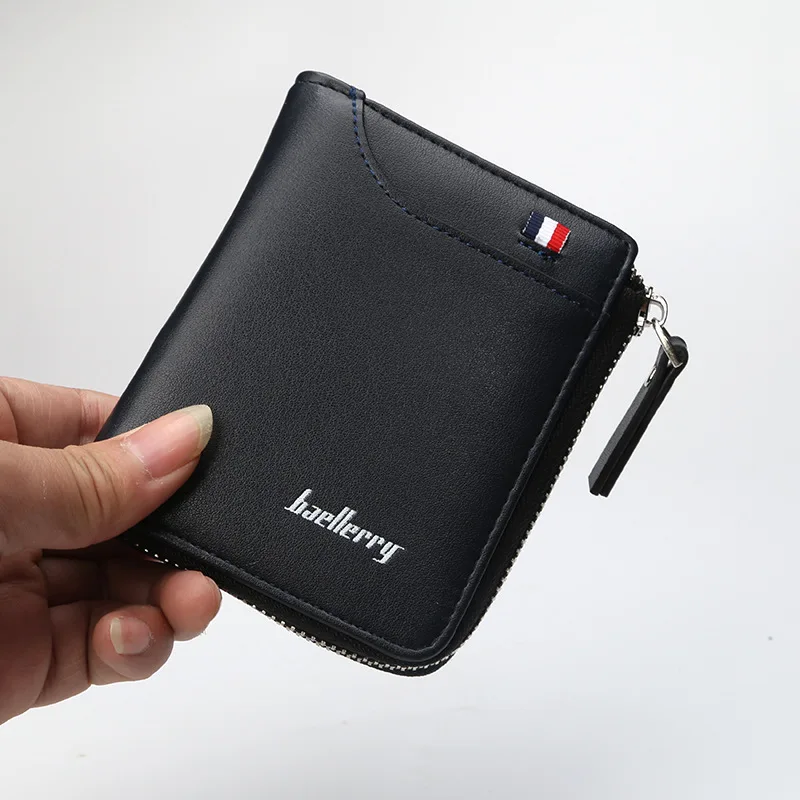 Горячая Распродажа Baellerry короткий вертикальный мужской бумажник на молнии, держатель для карт водительских прав мужской бумажник из искусственной кожи