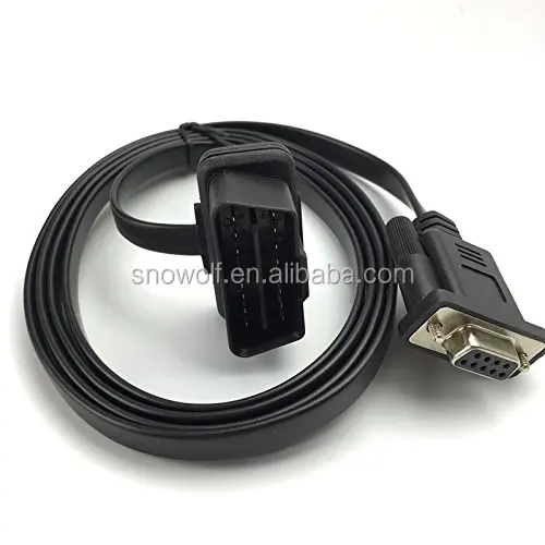 Vahicle OBD2 16PIN Flat-Noodle OBD2 16Pin to DB9 Serial Port Adapter Cable OBDII to DB9 16Pin M to DB9 F RS232 Cable for Car