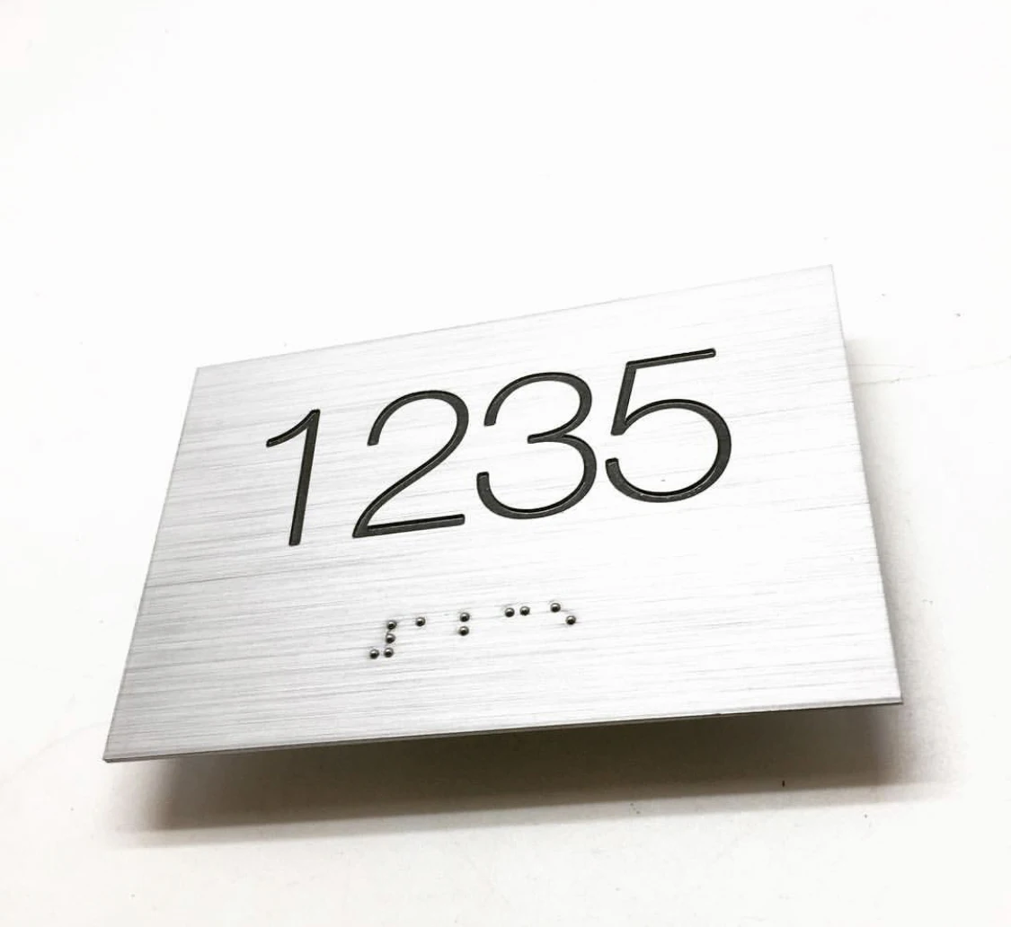 Customized brushed stainless steel  laser cutting numbers for doors hotel sign board