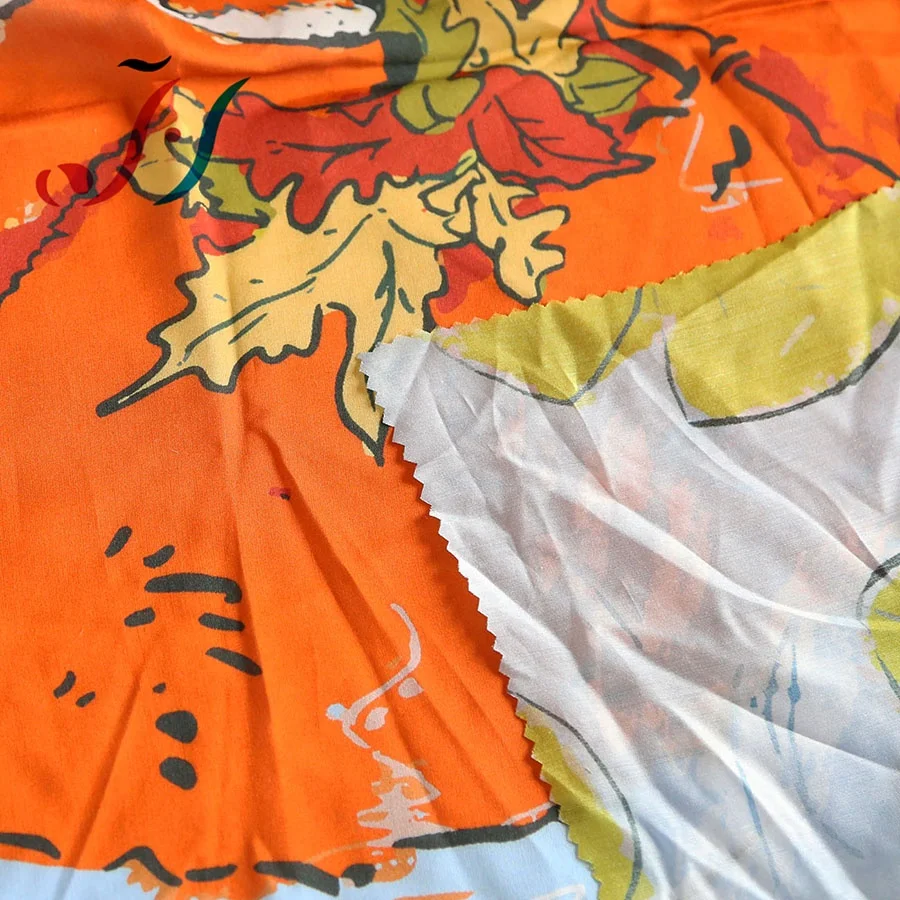 Custom design digital print cotton silk fabric for dress and scarves