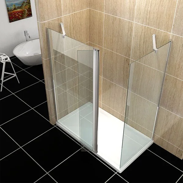 
SALLY 8mm Frameless Wetroom Walk in Glass Shower Door with Side Panel and Flipper Enclosure 