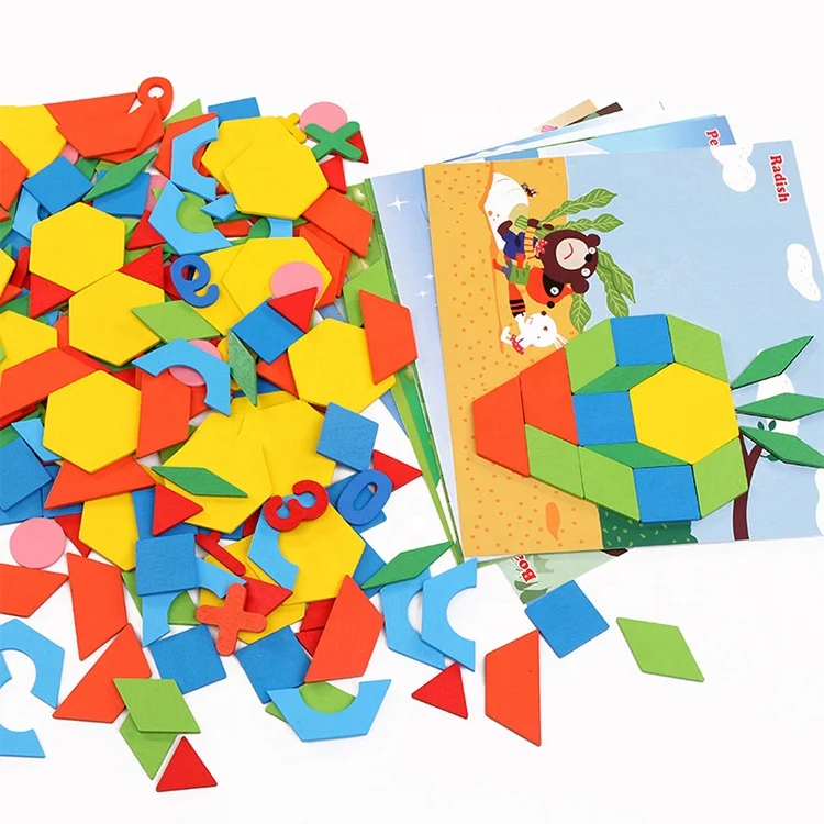 
250 Pcs Colorful Wooden Tangram Puzzle Geometric Pattern Matching Building Blocks Geometric Puzzle 