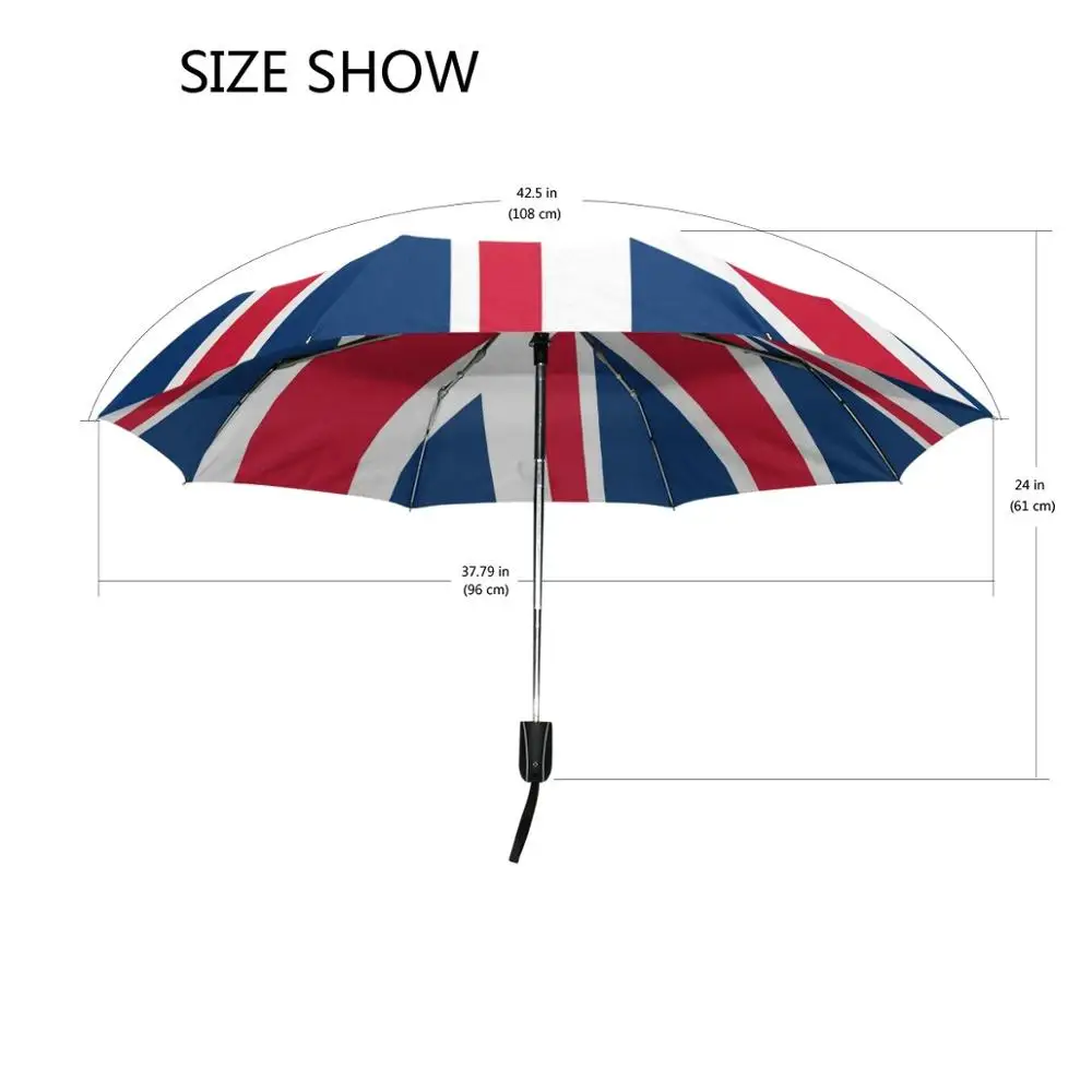 Union Jack British Flag 3 Folds Auto Open Close Umbrella