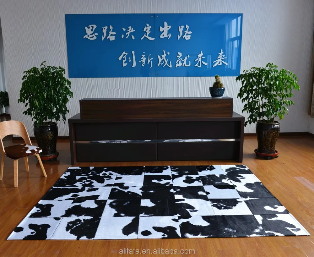 Fake leather patchwork rug carpet, cowhide patchwork rugs