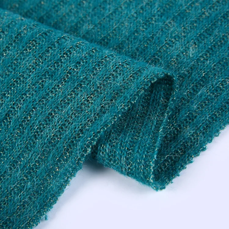 Для свитера, смешанная ткань, горячая Распродажа, свободная ребристая однотонная трикотажная акриловая нейлоновая полиэфирная трикотажная ткань, однотонная трикотажная картина