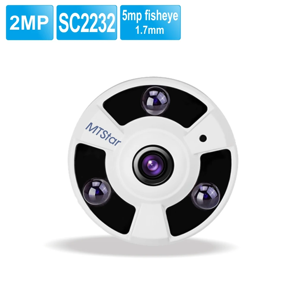 1080P 2 Megapixel Indoor / Outdoor Surveillance Security Camera Video Monitoring Night Vision IP Camera 360 Degree Fisheye Lens