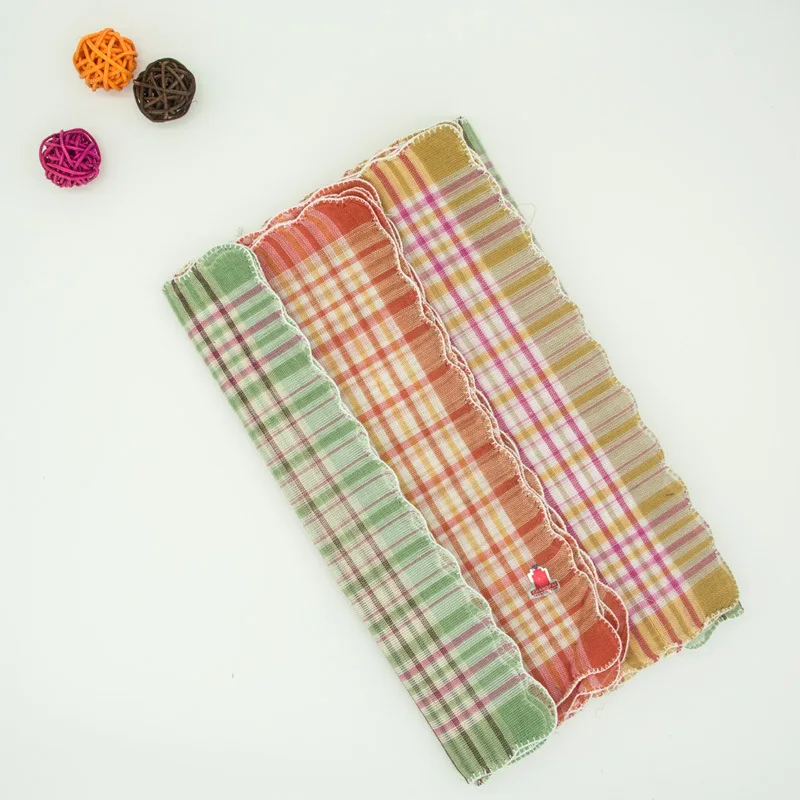 Polyester Cotton Crescent Edged Lattice Ladies Handkerchief