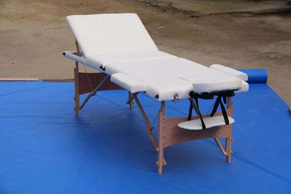 
Lightweight 3-Section Wooden Portable Massage Table Bed with Free Carry Bag Built in Breathe Hole/Adjustable Hreadrest 