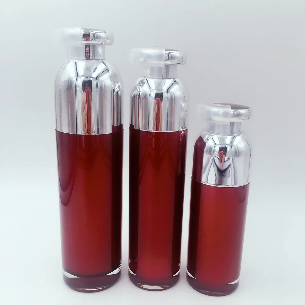 
China factory luxury red cosmetic airless bottle for cosmetic packaging 