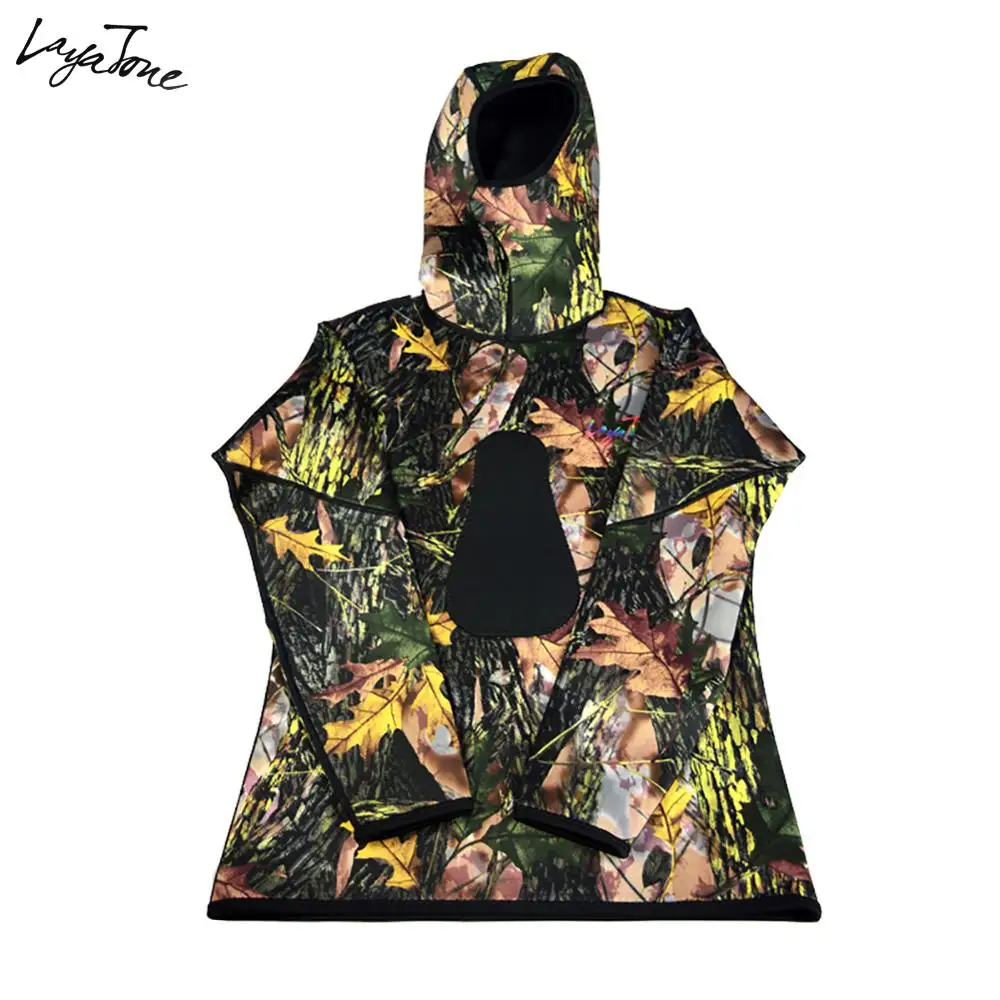 
Layatone Wetsuit Men 3mm Neoprene Diving Suit Two Piece Spearfishing Suit Hooded Super Stretch Camo Underwater Suit 