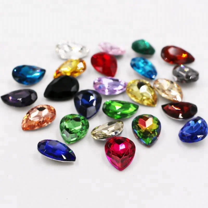 Tear Drop Shape Pointback Glue-on Rhinestones
