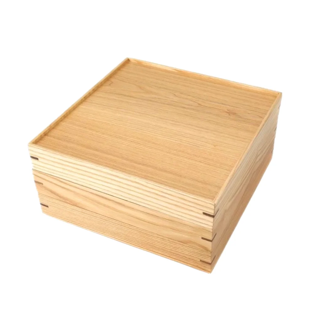 Custom Square Solid Wood Candy Box With Lid 4 Compartments Wooden Nuts Box Christmas Gift