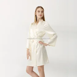 8014 Customized wholesale short satin embroidered brides robe