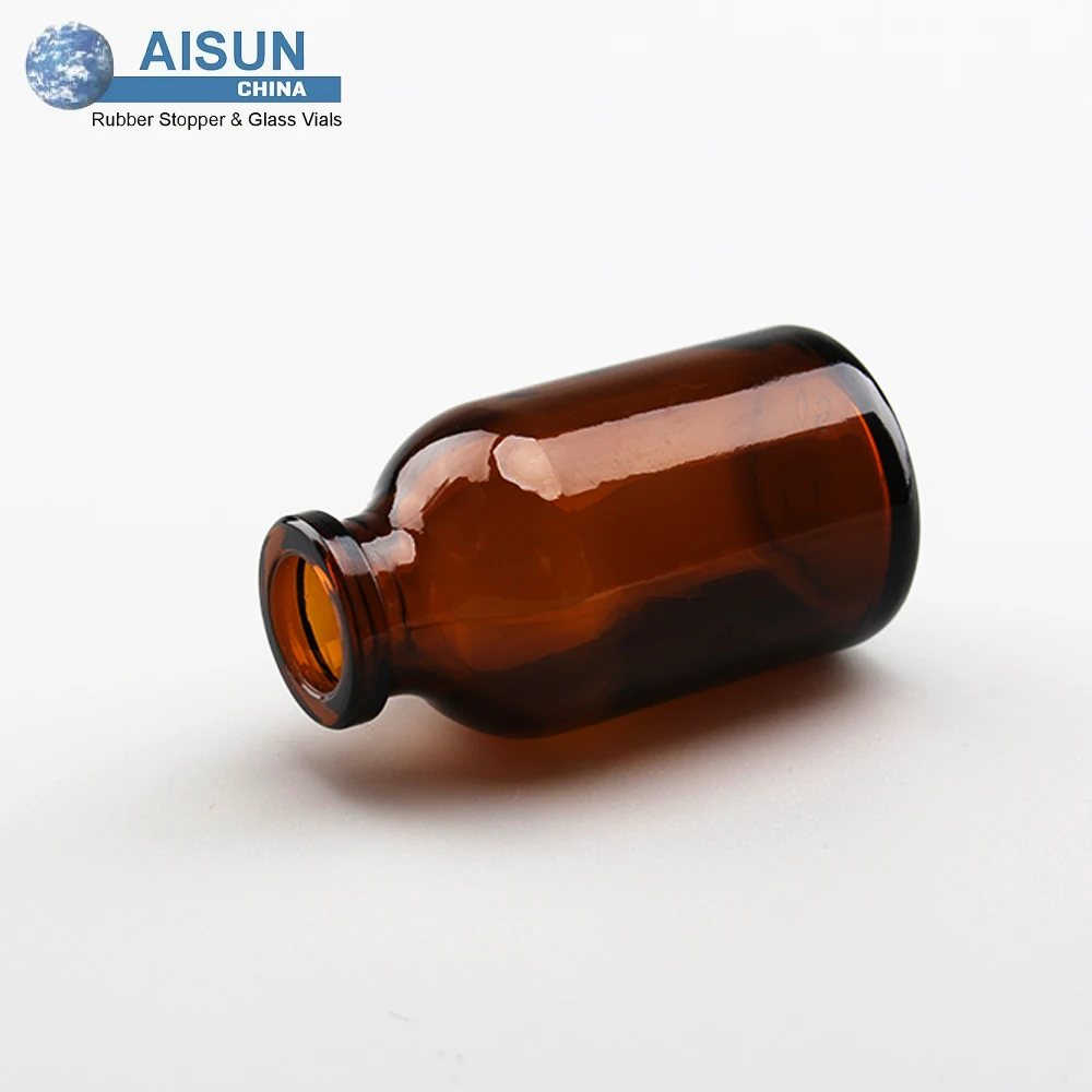 20ml moulded antibiotic glass sterile vials injection glass bottle with rubber stopper and flip off cap