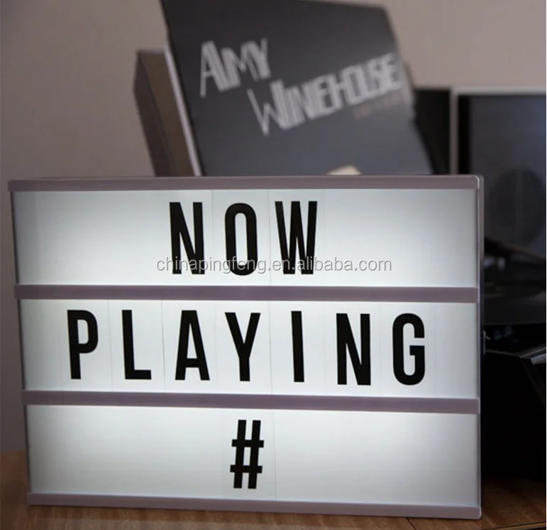 Light box with changeable letter tiles to create personalized marquee advertising light box signs