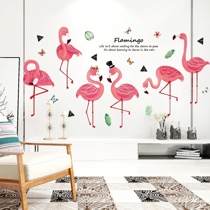 YIYAO Animals Flamingo wall stickers home decoration stickers for furniture