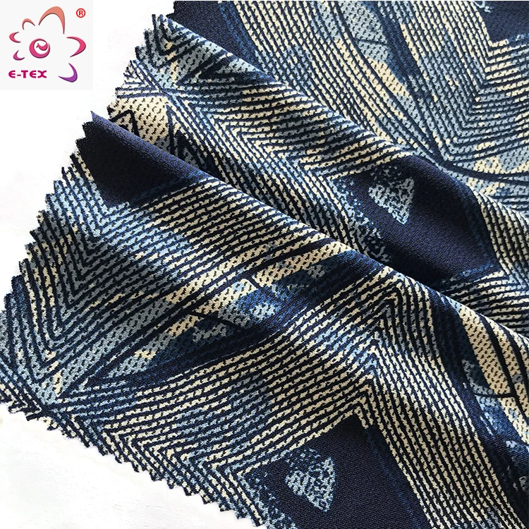 China Supplier Dty Black Yarn Moss Crepe Floral Paper Printing Jersey Fabric For Clothing