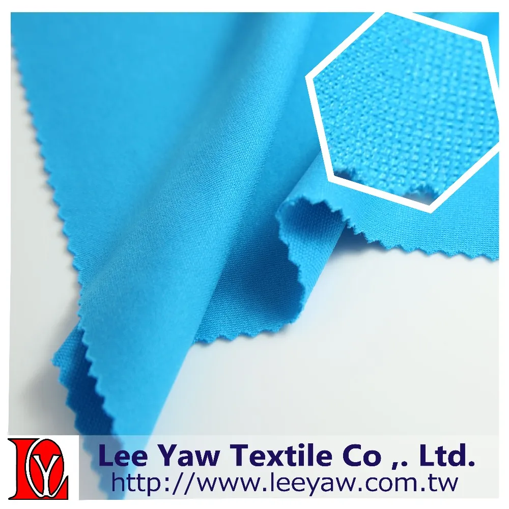 100% polyester interlock pique fabric with mechanical 4 way stretch wicking fabric