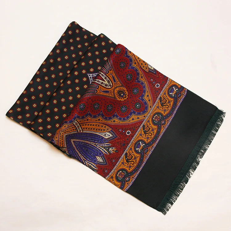 Hot Sale Long Scarf Men 30cm*175cm Fashion Brushed Silk Scarf Autumn Winter Warm Satin Shawl
