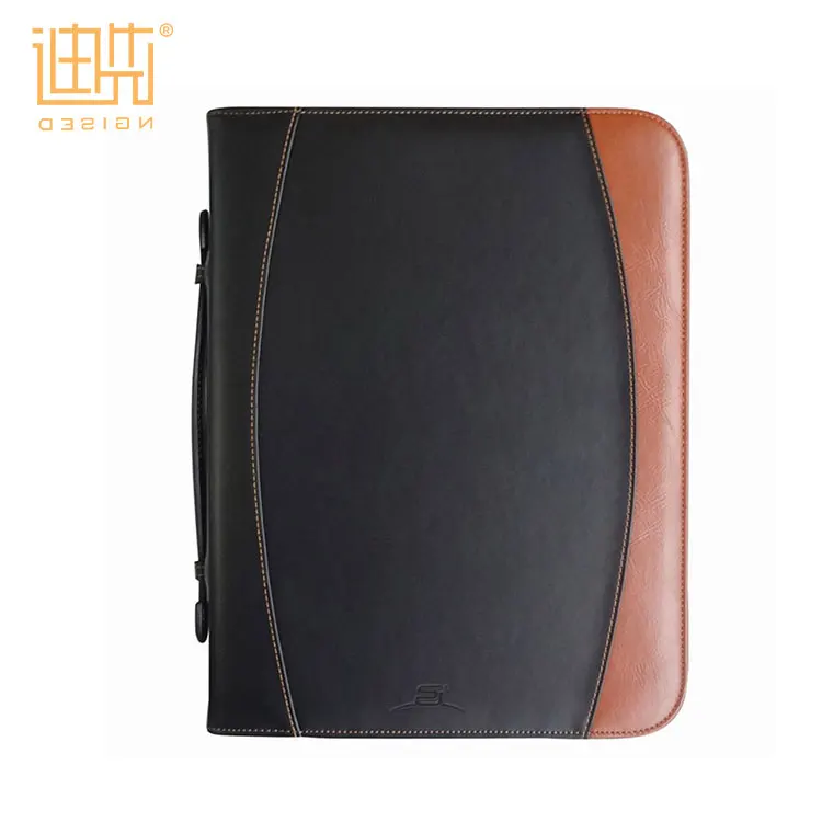 2017 искусственная кожа бизнес канцелярских документ блокнот папка презентации папка A4 Zip Notebook портфель