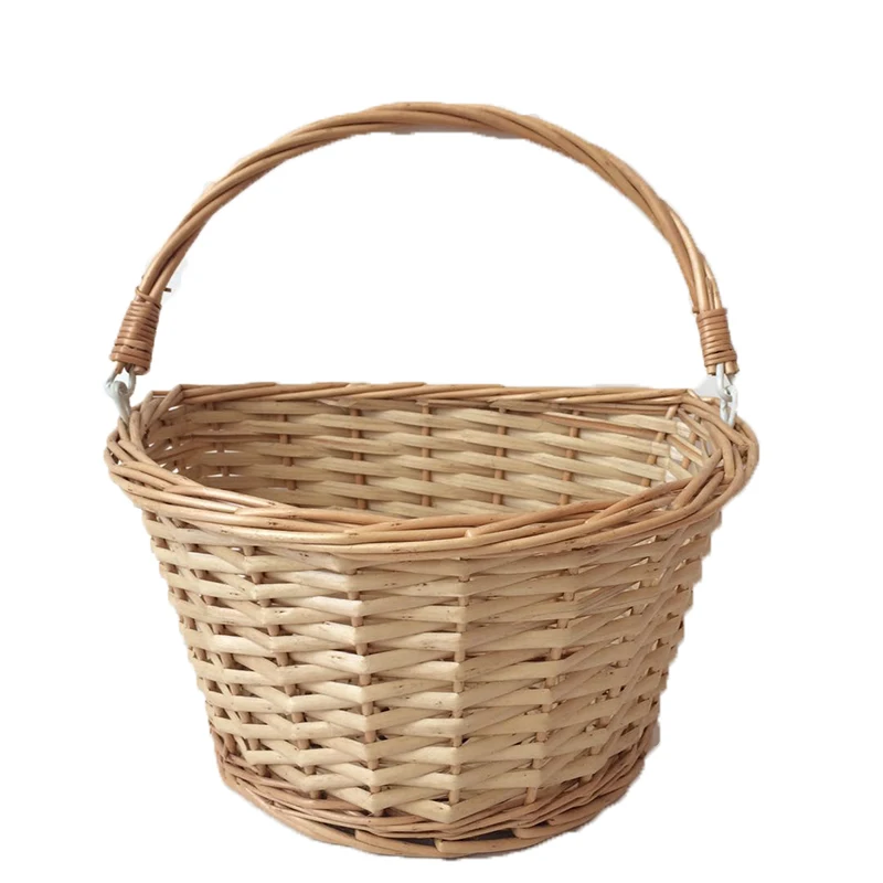 White Willow Woven Baskets With Double Handle Cream Liner For Christmas Gift Bread