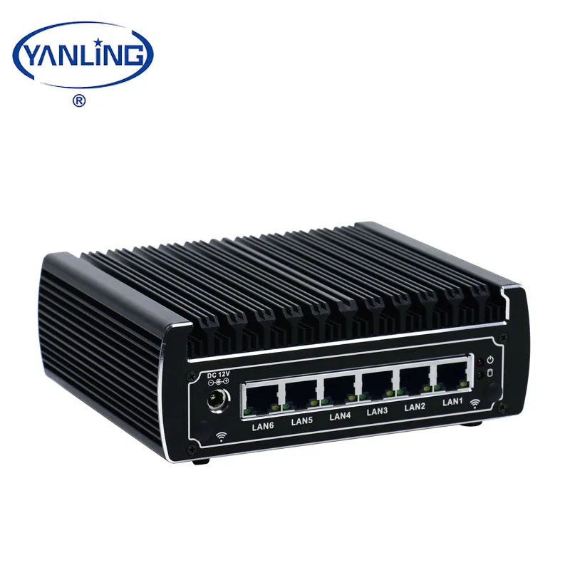 Yanling Fanless Mini PC 6LAN 4USB3.0 Intel 3865U&Core I3 7100U Mini Computer