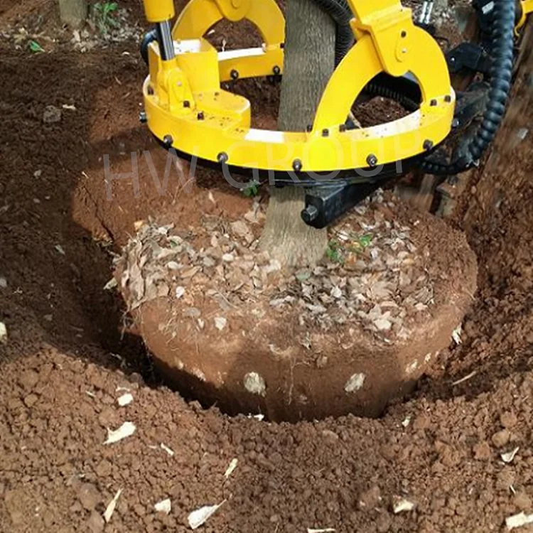 Backhoe loader with small transplanting tree spade  with a tree spade