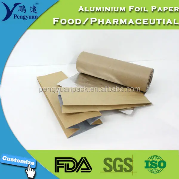 Silver or Gold Kraft Paper Laminated or Backed Aluminum Foil Paper for Tea Coffee Butter Powder Packaging With Printing