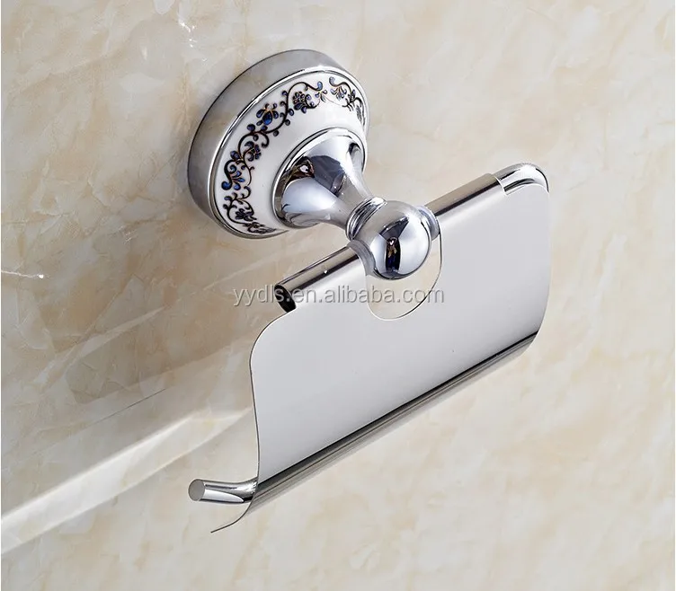 
1600-5 White Ceramic Toilet Roll Holder Stainless Steel Paper Tissue Holder 